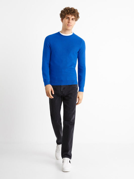 C.E.L.I.O-COTTON-ROUND NECK-SWEATER | BLUE