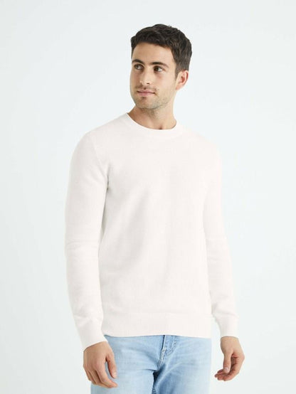 C.E.L.I.O-COTTON-ROUND NECK-SWEATER | WHITE