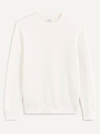 C.E.L.I.O-COTTON-ROUND NECK-SWEATER | WHITE