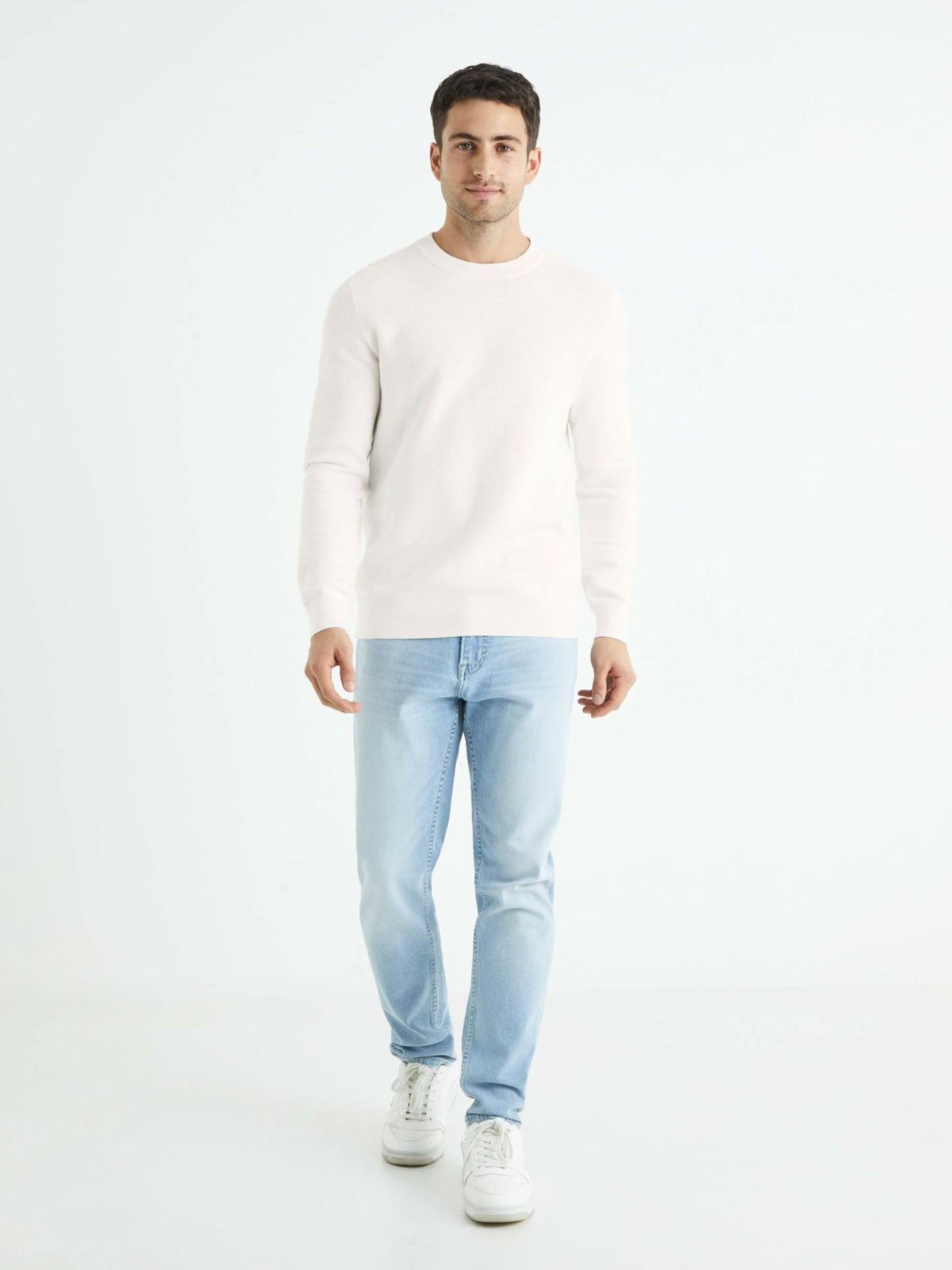 C.E.L.I.O-COTTON-ROUND NECK-SWEATER | WHITE