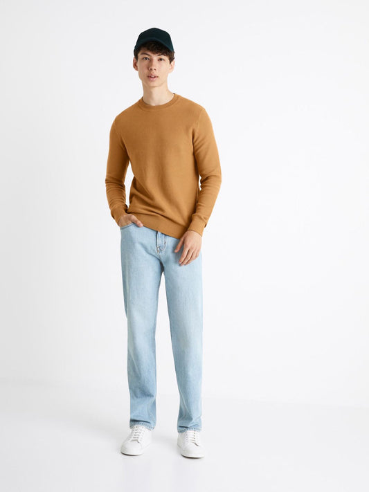 C.E.L.I.O-COTTON-ROUND NECK-SWEATER | MUSTARD