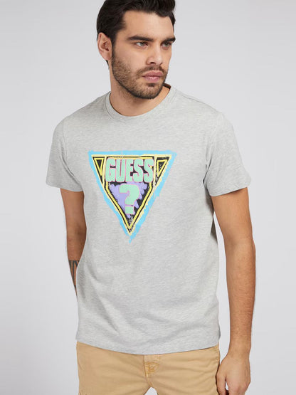 GUESS-MEN'S T-SHIRT-ORIGINAL TRIANGLE LOGO | LIGHT GREY