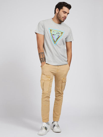 GUESS-MEN'S T-SHIRT-ORIGINAL TRIANGLE LOGO | LIGHT GREY