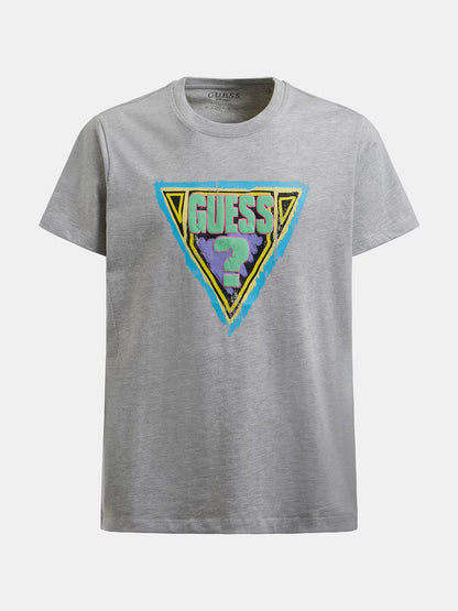 GUESS-MEN'S T-SHIRT-ORIGINAL TRIANGLE LOGO | LIGHT GREY