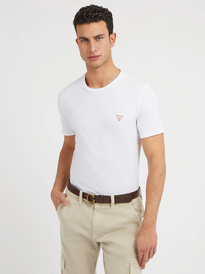 GUESS-SLIM FIT-ROUND NECK-LOGO | WHITE