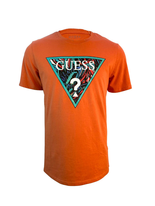 GUESS CLASSIC LOGO-CREW NECK T-SHIRT | ORANGE