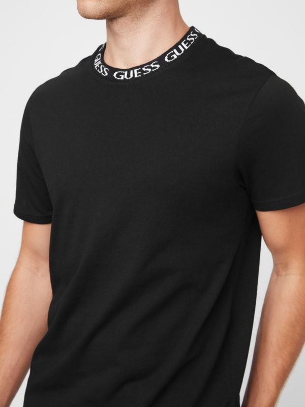 GUESS RONNIE LOGO CREWNECK TEE SHIRT | BLACK