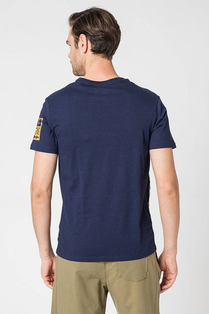 GUESS MENS TIGER BLOSSOM COLLAGE PRINT TEE SHIRT | DK NAVY BLUE