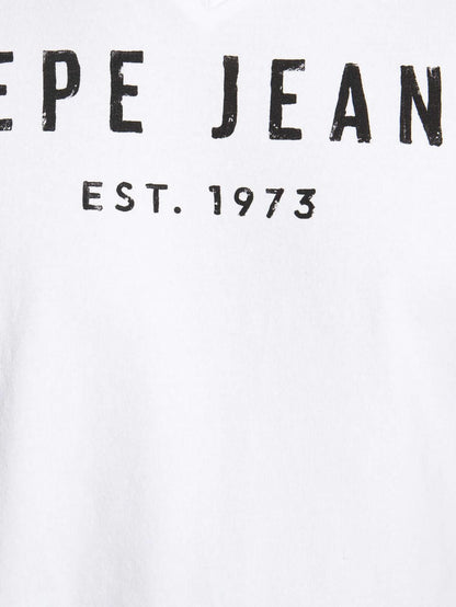 PEPE JEANS POL V RO SLIM FIT V-NECK T-SHIRT | WHITE