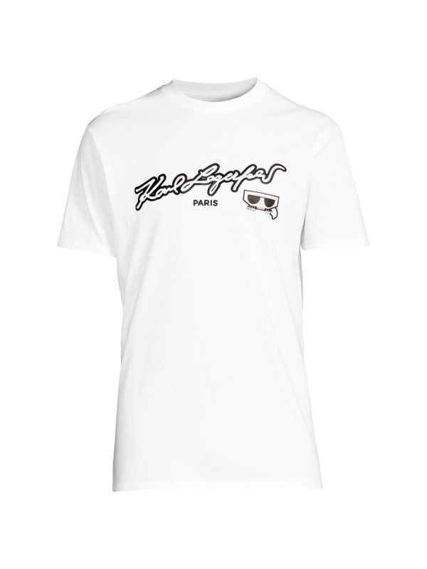 KARL LAGERFELD PARIS-SCRIPT LOGO TEE | WHITE