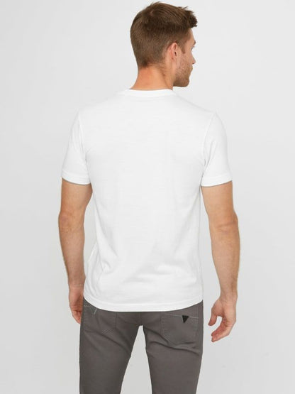 GUESS. MENS ARMIN V-NECK TEE SHIRT | WHITE