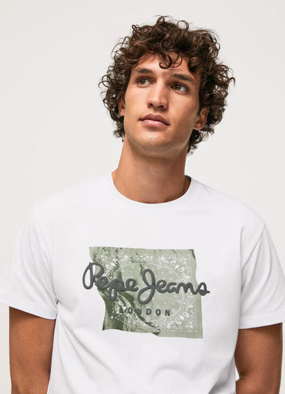 PEPE JEANS LONDON-ALCOTT-REGULAR FIT-T-SHIRT | WHITE