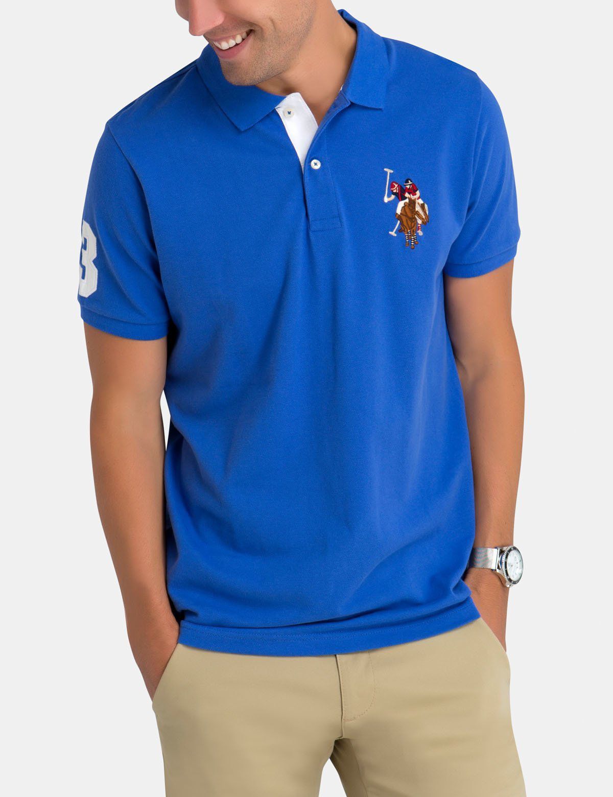 U.S POLO ASSN. PIQUE PRINTED GRAPHIC POLO-MENS | BLUE