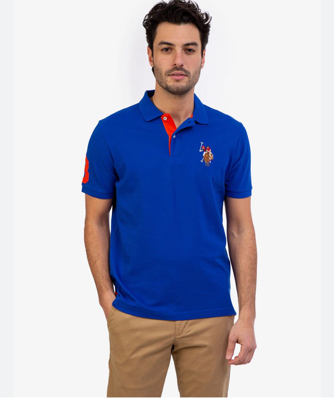 U.S POLO ASSN. PIQUE PRINTED GRAPHIC POLO-MENS | BLUE