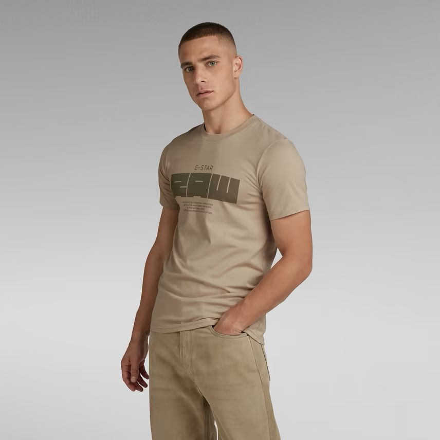 G-STAR RAW T-SHIRT SLIM FIT CREW NECK-SAND