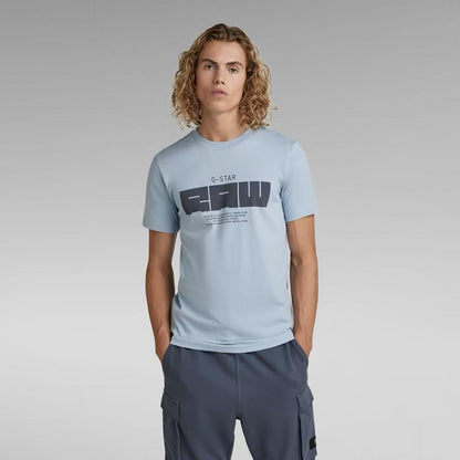 G-STAR RAW T-SHIRT SLIM FIT ROUND NECK-SKY BLUE