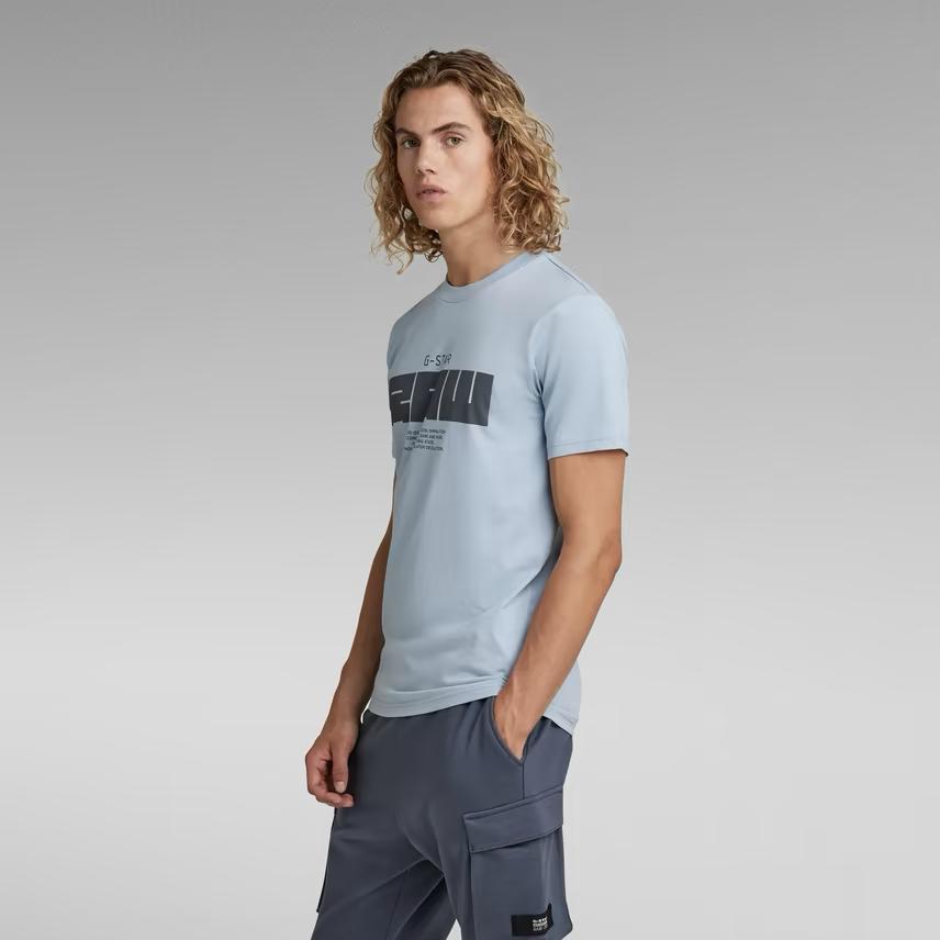 G-STAR RAW T-SHIRT SLIM FIT ROUND NECK-SKY BLUE