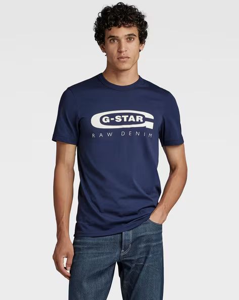 G-STAR RAW T-SHIRT SLIM FIT ROUND NECK-D BLUE