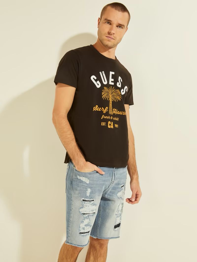 GUESS TREE LOGO REGULAR FIT TEE | BLACK