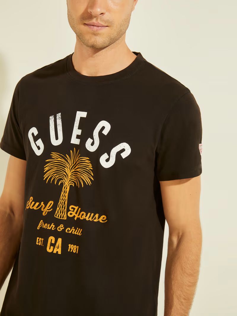 GUESS TREE LOGO REGULAR FIT TEE | BLACK