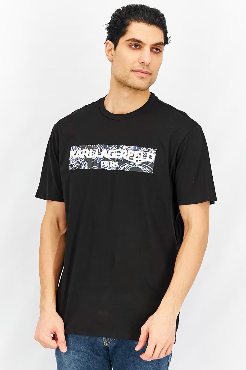 KARL LAGERFELD PARIS-SCRIPT LOGO TEE | BLACK