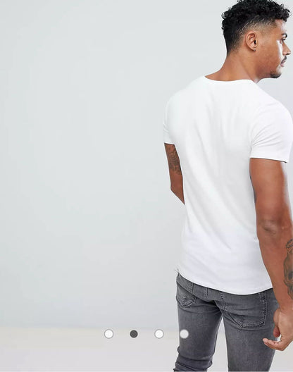 DIESEL LOGO -V NECK STRETCH T-SHIRT | WHITE