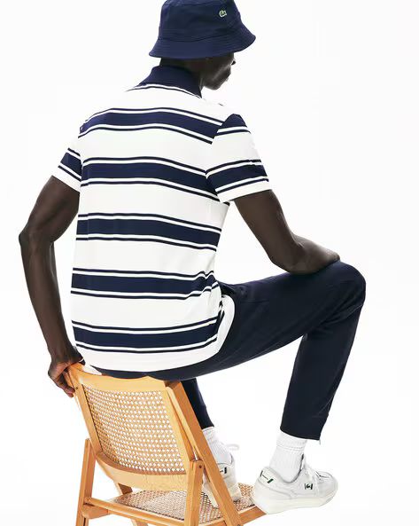 LACOSTE MEN SLIM FIT CLASSIC STRIPED POLO SHIRT | NAVY/WHITE