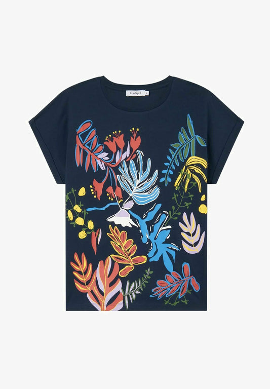 CONBIPEL-WOMEN PRINT T-SHIRT | NAVY