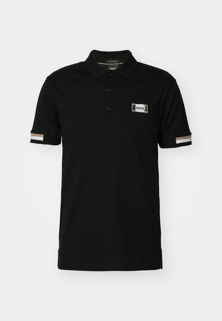 HUGO BOSS PADDY OPEN POLO SHIRT | BLACK