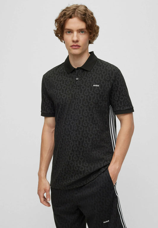 HUGO BOSS DONLAN COTTON PIQUE POLO | BLACK