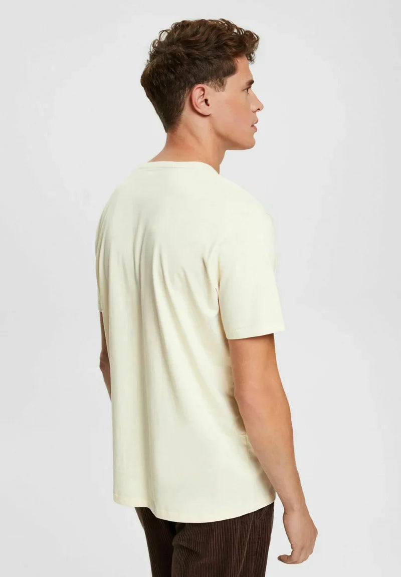 ESPRIT-MIT LOGO-PRINT T-SHIRT | CREAM