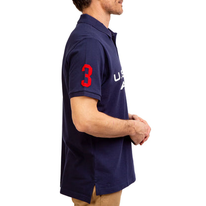 U.S POLO ASSN. PIQUE PRINTED GRAPHIC POLO-MENS | BLUE