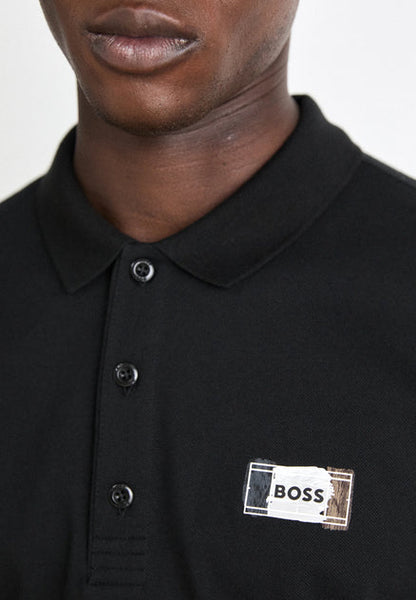 HUGO BOSS PADDY OPEN POLO SHIRT | BLACK