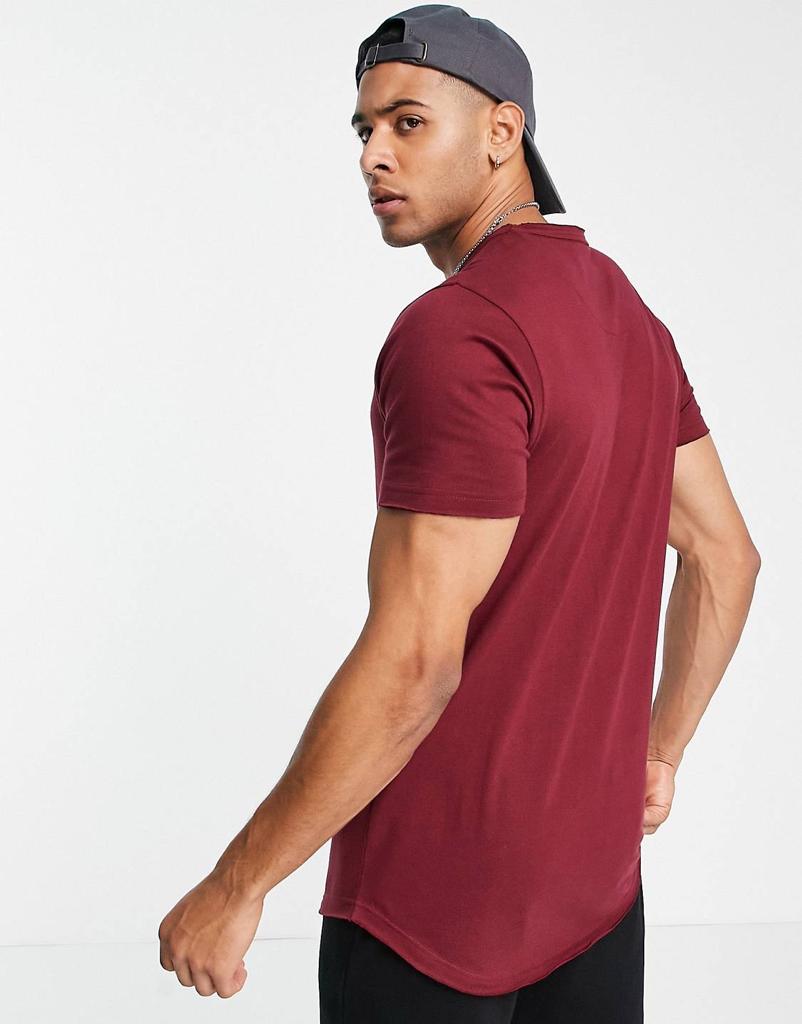 LE-BREVE. LONGLINE RAW EDGE T-SHIRT | CHOCOLATE