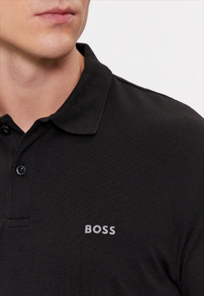 HUGO BOSS. REGUAR-FIT SHORT SLEEVE COTTON PIQUE POLO SHIRT | BLACK