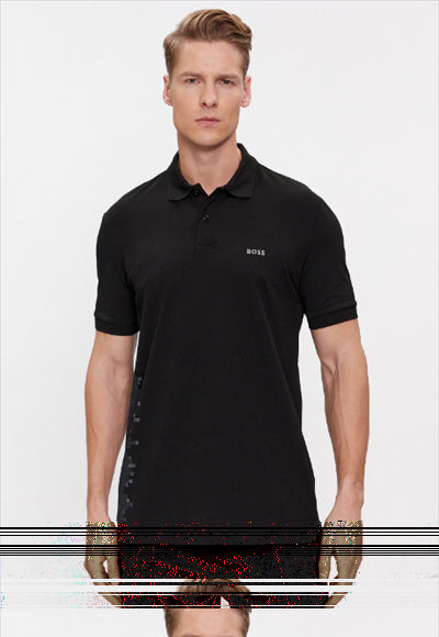 HUGO BOSS. REGUAR-FIT SHORT SLEEVE COTTON PIQUE POLO SHIRT | BLACK