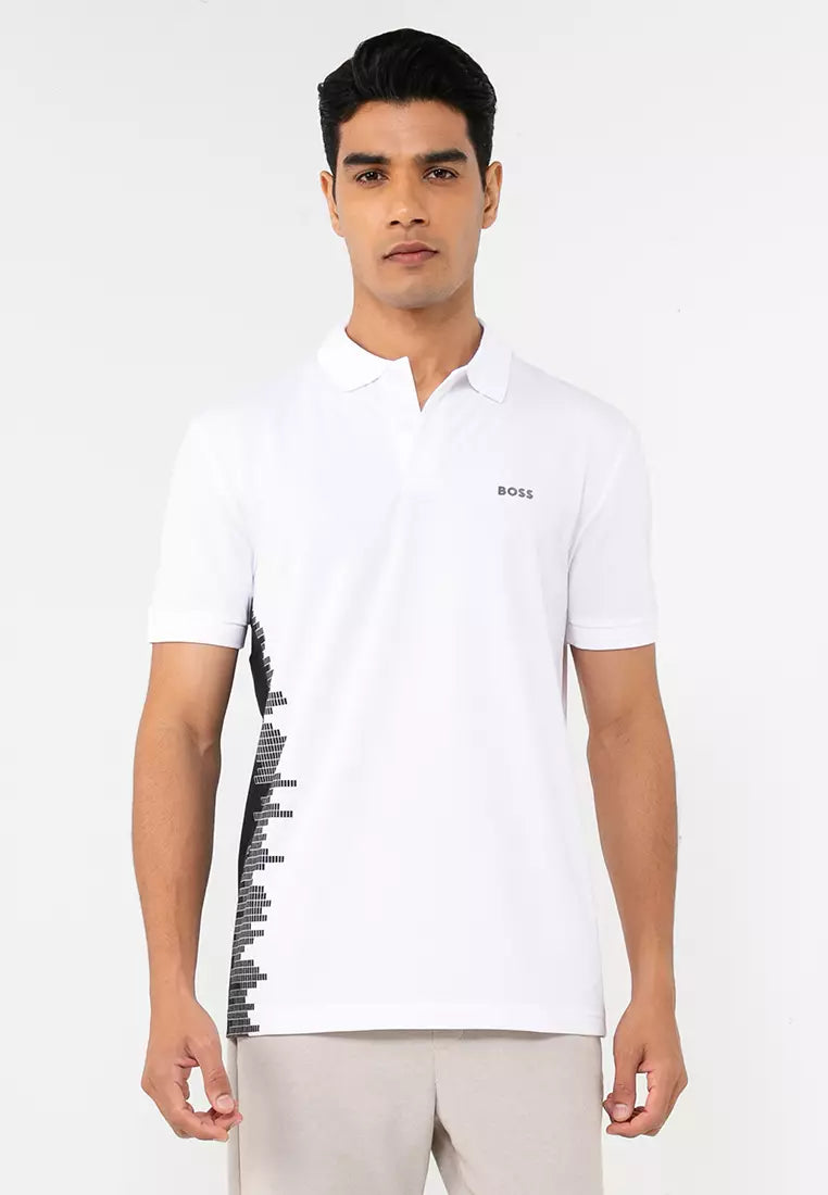 HUGO BOSS. REGUAR-FIT SHORT SLEEVE COTTON PIQUE POLO SHIRT | WHITE