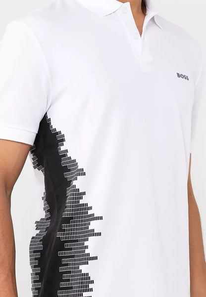 HUGO BOSS. REGUAR-FIT SHORT SLEEVE COTTON PIQUE POLO SHIRT | WHITE