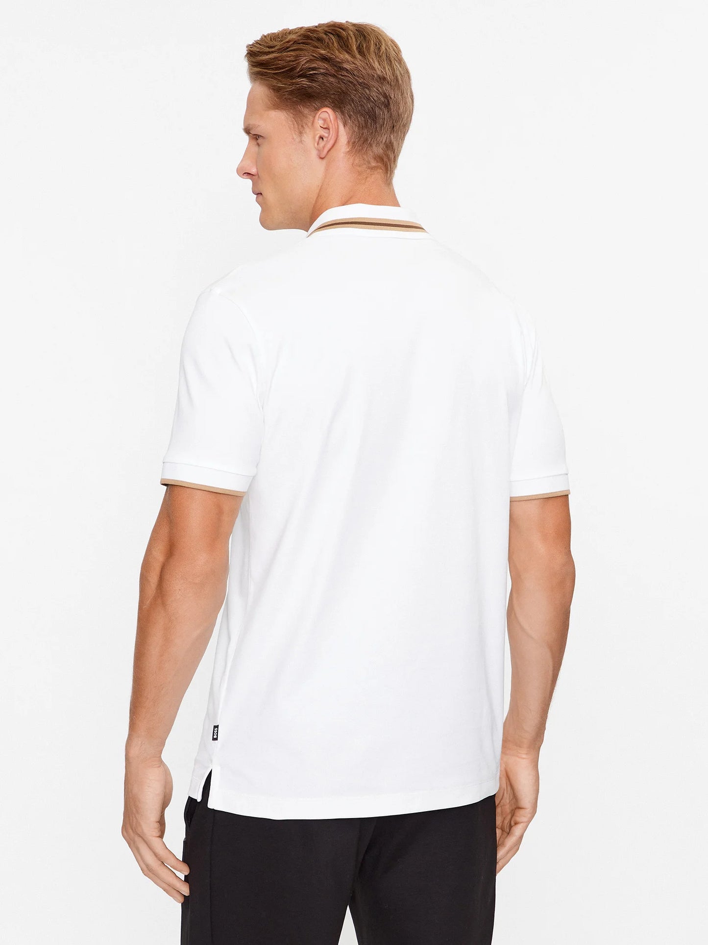 HUGO BOSS REGULAR FIT LOGO-PATCH POLO SHIRT IN COTTON MERERISED | WHITE