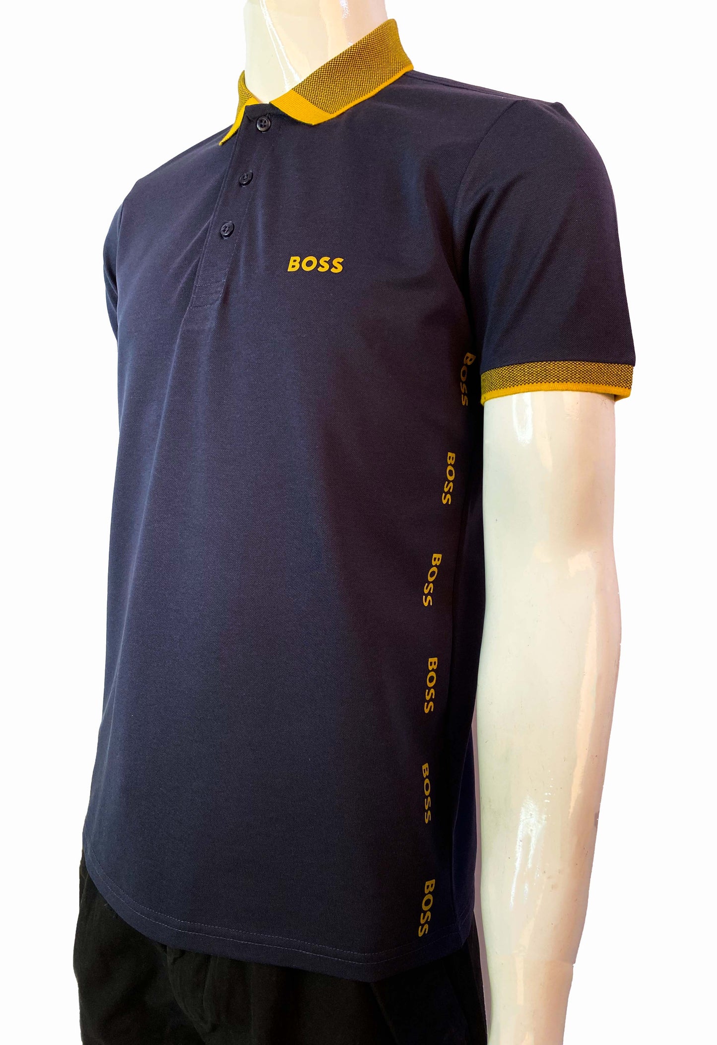 HUGO BOSS WITH BOSS LOGO POLO SHIRT | NAVY