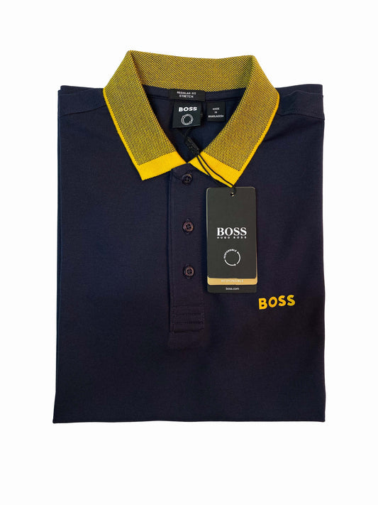 HUGO BOSS WITH BOSS LOGO POLO SHIRT | NAVY