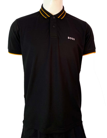 HUGO BOSS POLO WITH BOSS LOGO | BLACK