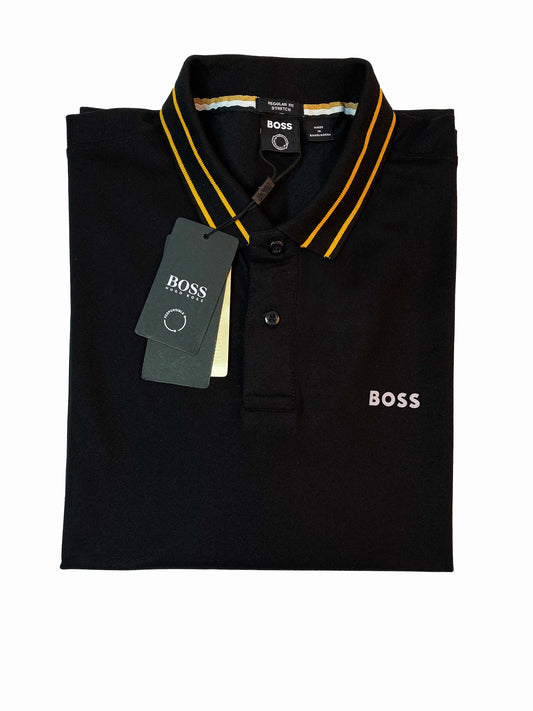 HUGO BOSS POLO WITH BOSS LOGO | BLACK