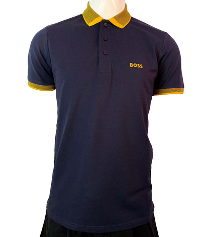 HUGO BOSS WITH BOSS LOGO POLO SHIRT | NAVY