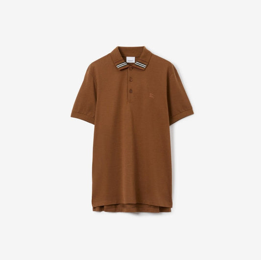 BURBERRY COTTON SILK POLO SHIRT | BROWN