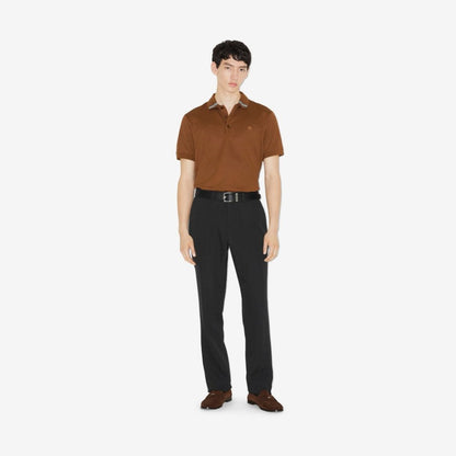 BURBERRY COTTON SILK POLO SHIRT | BROWN