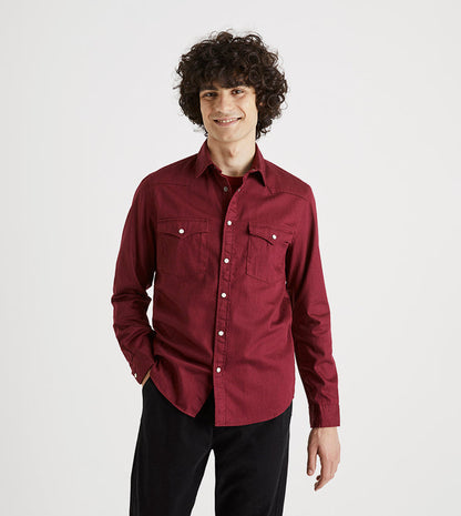 CELIO. DENIM SHIRT MODERN FIT CANDENLO MEN | BURGUNDY