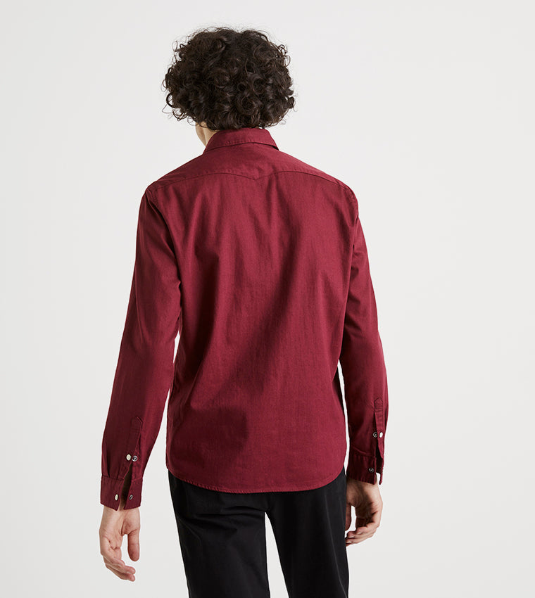 CELIO. DENIM SHIRT MODERN FIT CANDENLO MEN | BURGUNDY