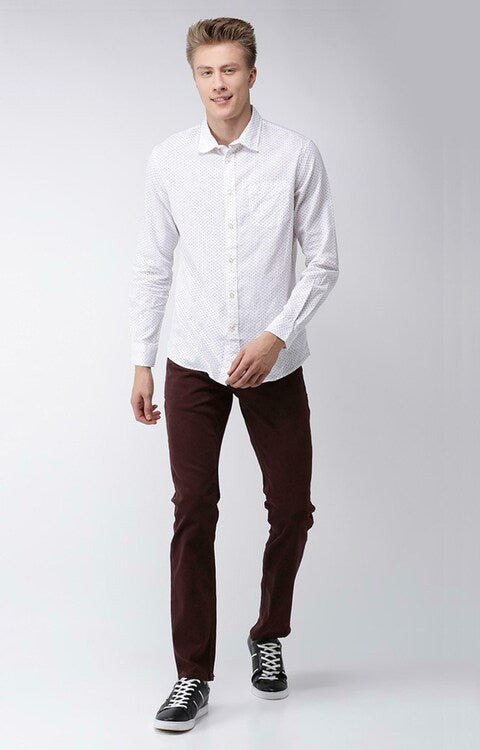 CELIO PRINTED WHITE CASUAL SHIRT