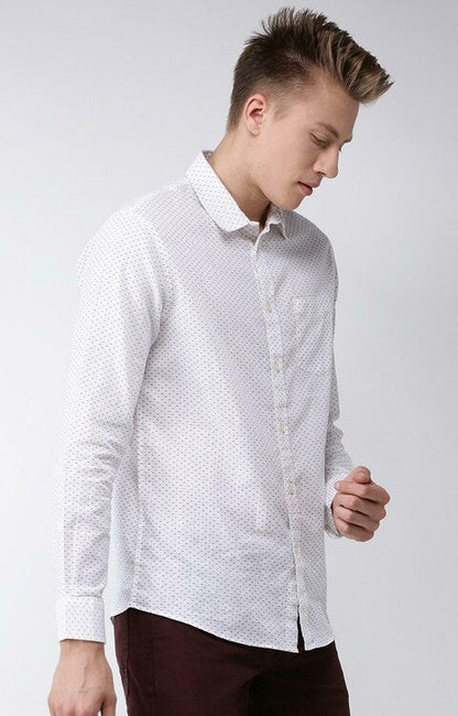 CELIO PRINTED WHITE CASUAL SHIRT